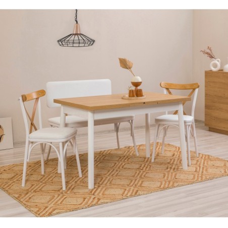 Set mesa comedor extensible y sillas (4 piezas) Oliver blanco