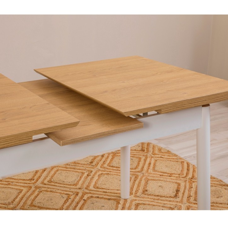 Set mesa comedor extensible y sillas (4 piezas) Oliver blanco