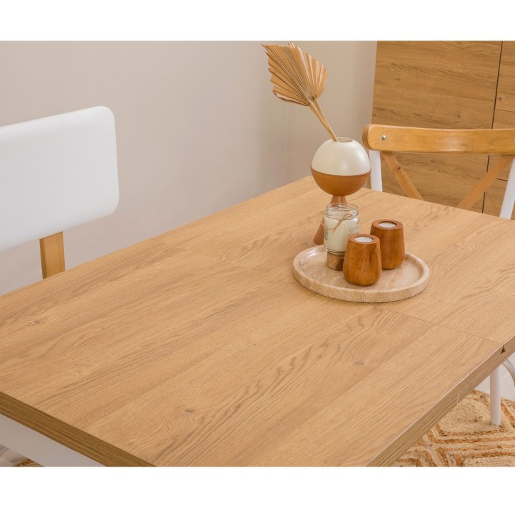 Set mesa comedor extensible y sillas (4 piezas) Oliver blanco