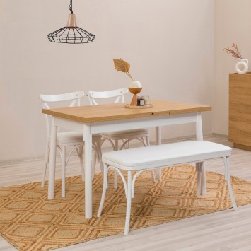 Set mesa comedor extensible y sillas (4 piezas) Oliver blanco - 869VEL8156