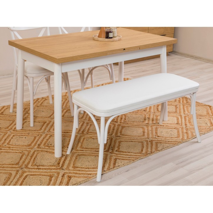 Set mesa comedor extensible y sillas (4 piezas) Oliver blanco