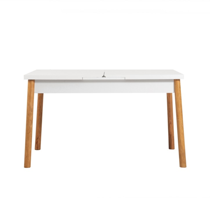 Set mesa comedor extensible y sillas (4 piezas) Santiago pino atlántico blanco piedra