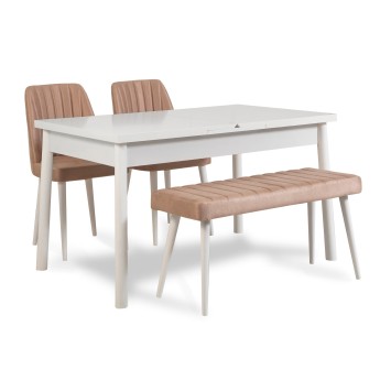 Set mesa comedor extensible y sillas (4 piezas) Santiago piedra blanco - 869VEL5268