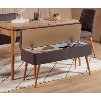 Set mesa comedor extensible y sillas (4 piezas) Vina 0701-3 pino atlántico antracita - 869VEL5319