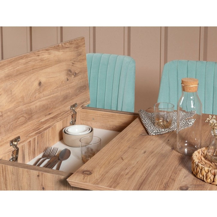 Set mesa comedor extensible y sillas (4 piezas) Vina 0701-3 pino atlántico verde pistacho