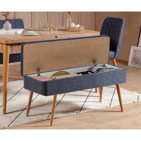 Set mesa comedor extensible y sillas (4 piezas) Vina 1048 3 pino atlántico azul oscuro