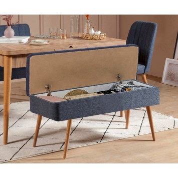 Set mesa comedor extensible y sillas (4 piezas) Vina 1048 3 pino atlántico azul oscuro - 869VEL5316