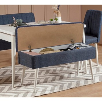 Set mesa comedor extensible y sillas (4 piezas) Vina 1048 3 azul oscuro blanco - 869VEL5327