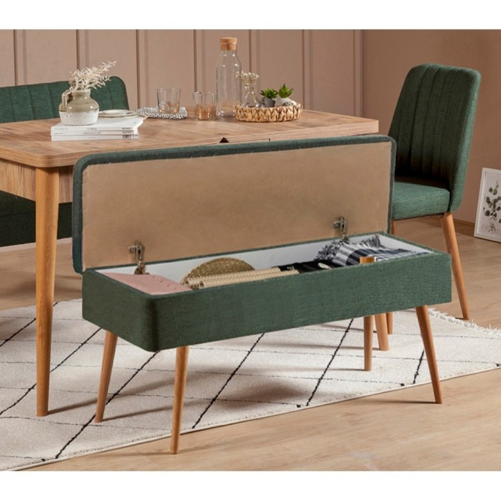 Set mesa comedor extensible y sillas (4 piezas) Vina 1070 3 pino atlántico verde