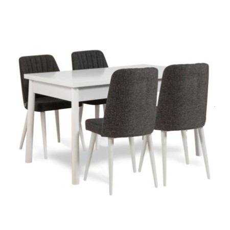 Set mesa comedor extensible y sillas (5 piezas) Santiago V2 antracita blanco