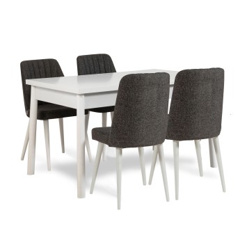 Set mesa comedor extensible y sillas (5 piezas) Santiago V2 antracita blanco - 869VEL5262