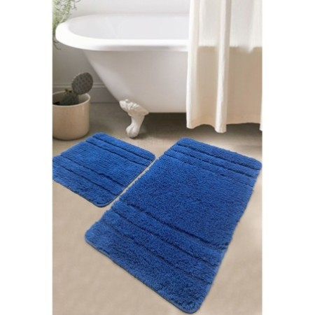 Alfombra de baño Set (2 piezas) Elena  azul oscuro