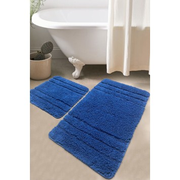 Alfombra de baño Set (2 piezas) Elena  azul oscuro