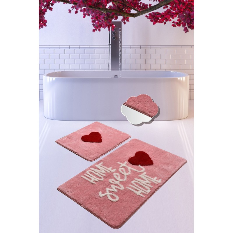 Alfombra de baño Set (2 piezas) Home Sweet Home  rosa