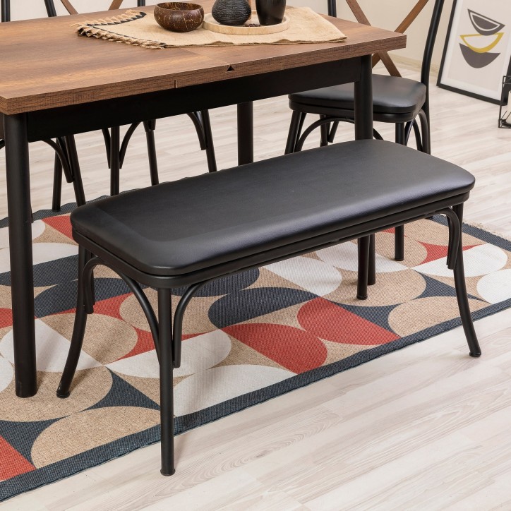 Set mesa comedor extensible y sillas (6 piezas) Oliver negro