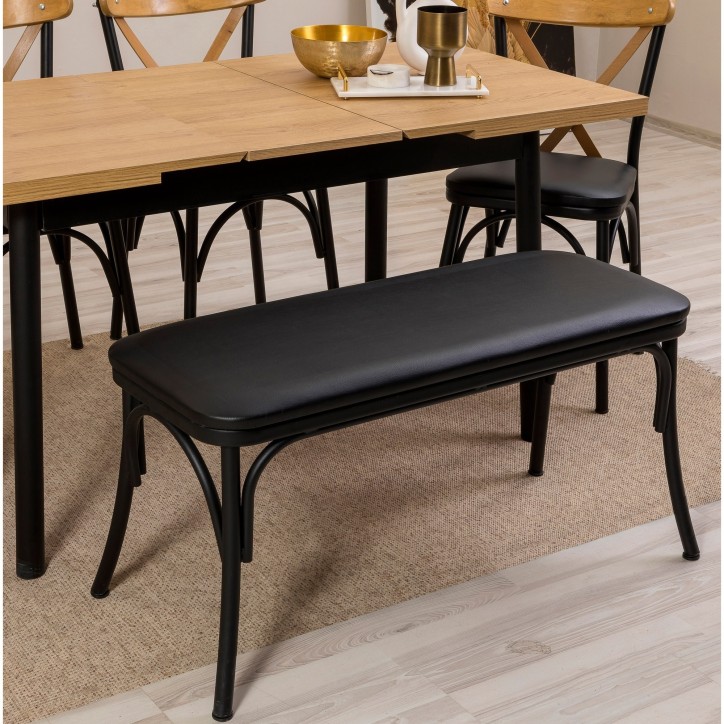 Set mesa comedor extensible y sillas (6 piezas) Oliver negro