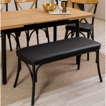 Set mesa comedor extensible y sillas (6 piezas) Oliver negro - 869VEL8167