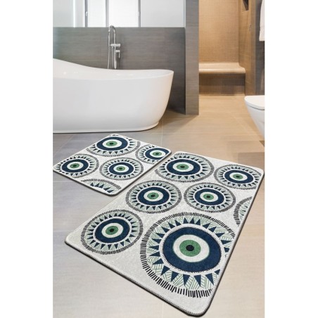 Alfombra de baño Set (2 piezas) Occhio verde gris azul oscuro verde