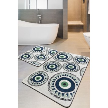 Alfombra de baño Set (2 piezas) Occhio verde gris azul oscuro verde