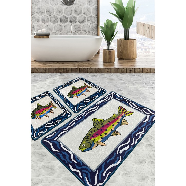 Alfombra de baño Set (2 piezas) Pescado multicolor