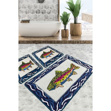 Alfombra de baño Set (2 piezas) Pescado multicolor