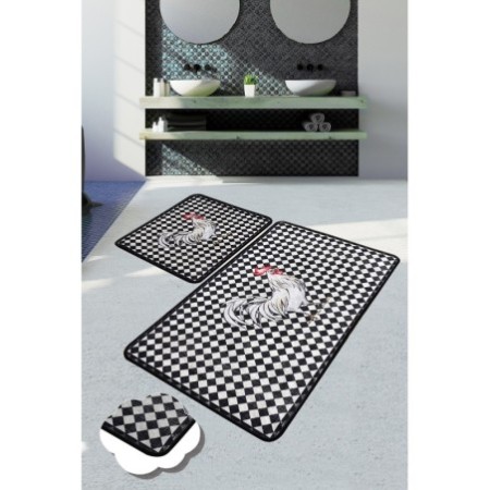 Alfombra de baño Set (2 piezas) Rooester DJT rojo blanco negro