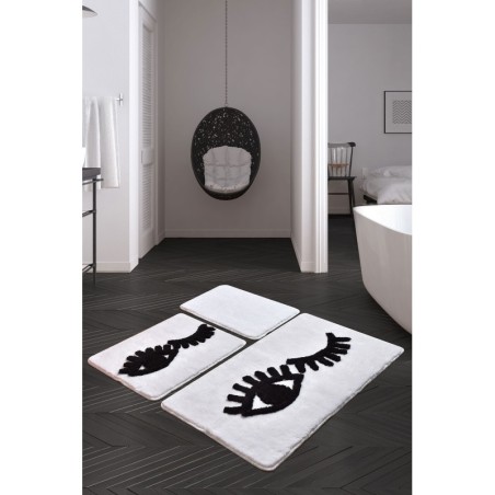 Alfombra de baño Set (3 piezas) Big Eyes  blanco negro