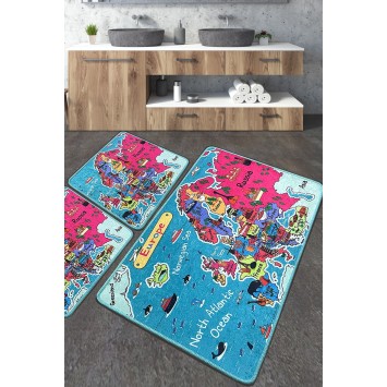 Alfombra de baño Set (3 piezas) Carta multicolor