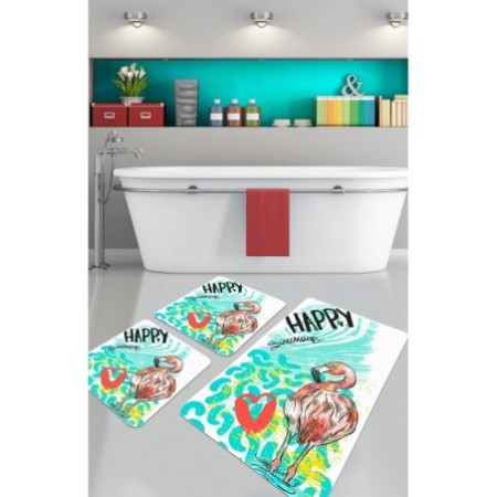 Alfombra de baño Set (3 piezas) Happy Flamingo multicolor