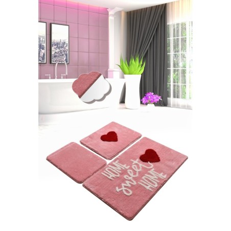 Alfombra de baño Set (3 piezas) Home Sweet Home  rosa