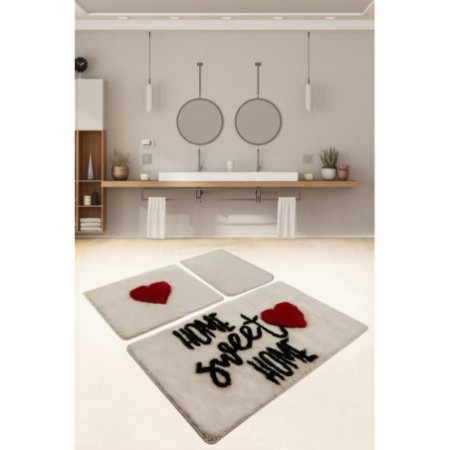 Alfombra de baño Set (3 piezas) Home Sweet Home  blanco