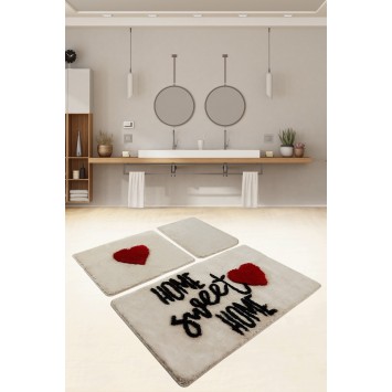 Alfombra de baño Set (3 piezas) Home Sweet Home  blanco