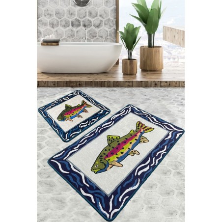 Alfombra de baño Set (3 piezas) Pescado multicolor