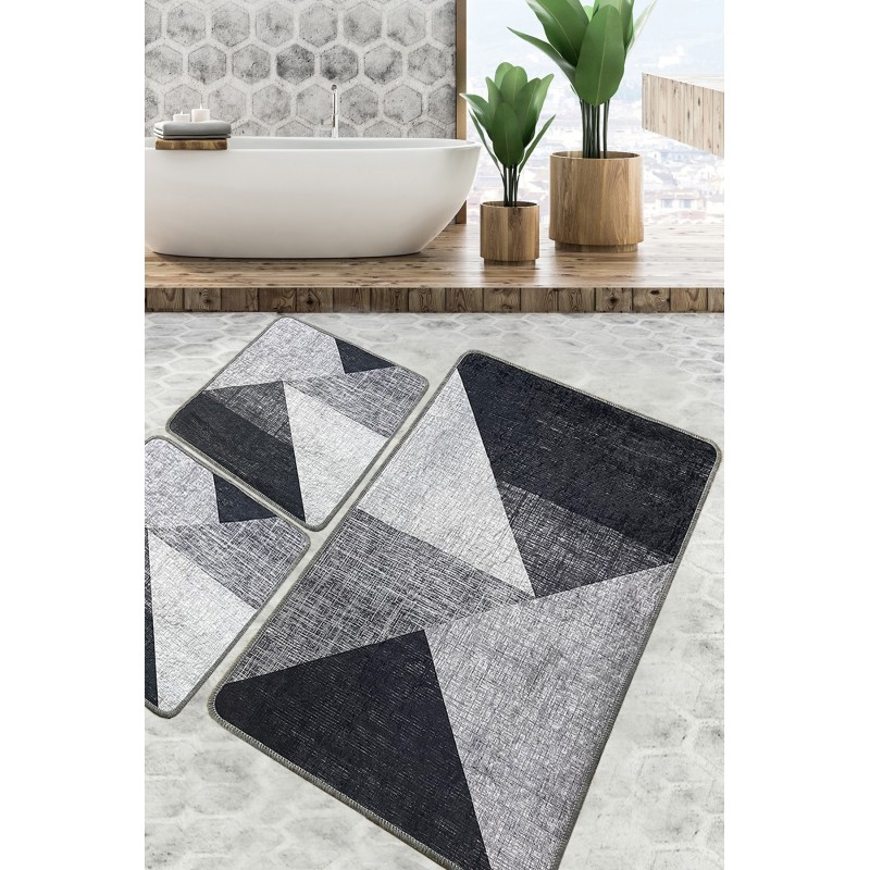 Alfombra de baño Set (3 piezas) Phell v2 gris