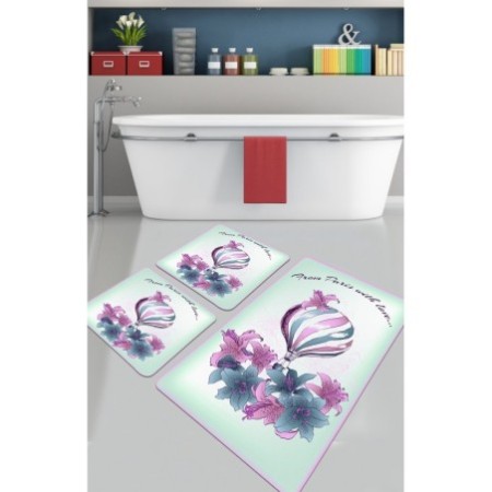 Alfombra de baño Set (3 piezas) Purple Balloon multicolor