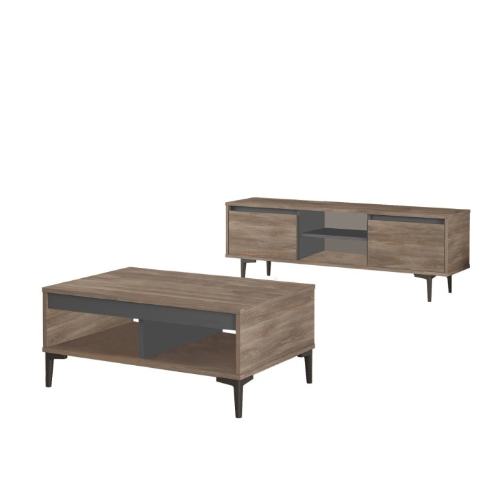 Conjunto de muebles de salón AR12 antracita nogal