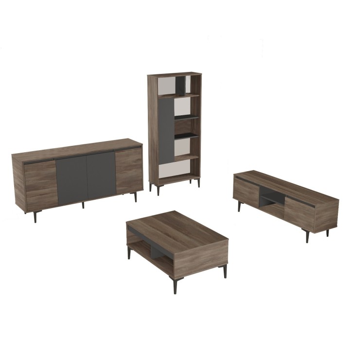 Conjunto de muebles de salón AR14 antracita nogal