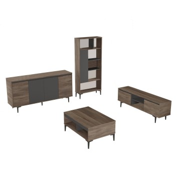 Conjunto de muebles de salón AR14 antracita nogal - 956LCS2524