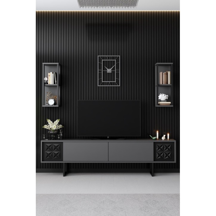 Conjunto de muebles de salón Line Set antracita negro