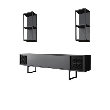 Conjunto de muebles de salón Line Set antracita negro - 618BLY1154