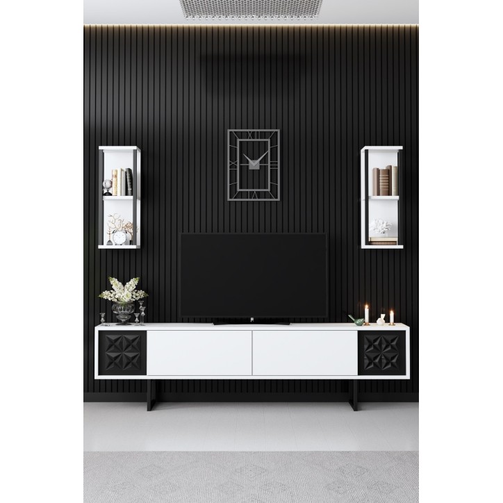 Conjunto de muebles de salón Line blanco negro