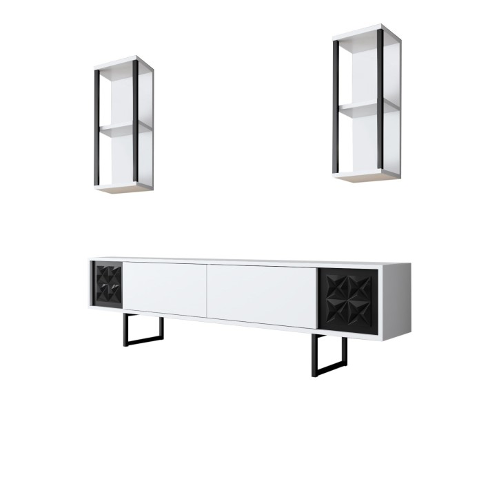 Conjunto de muebles de salón Line blanco negro