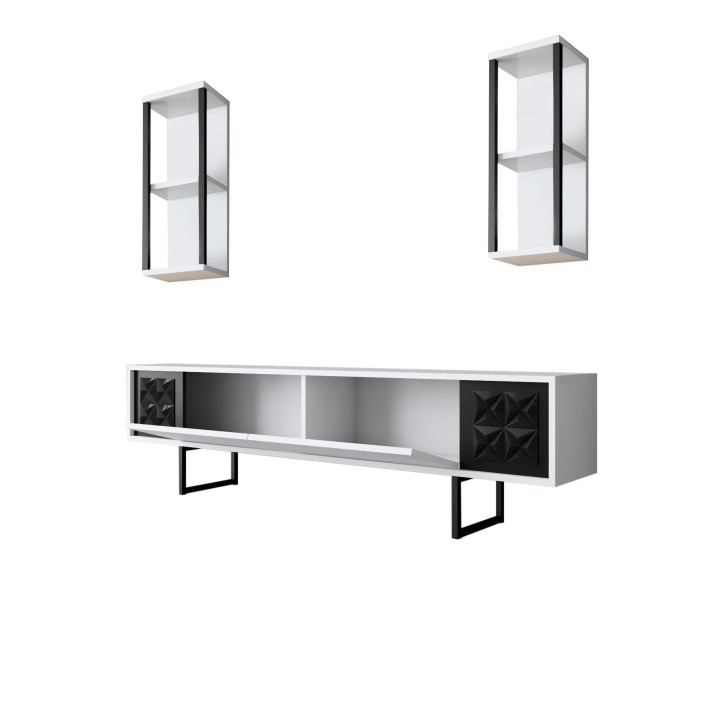 Conjunto de muebles de salón Line blanco negro