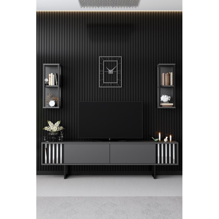 Conjunto de muebles de salón Chrome Line Set antracita negro