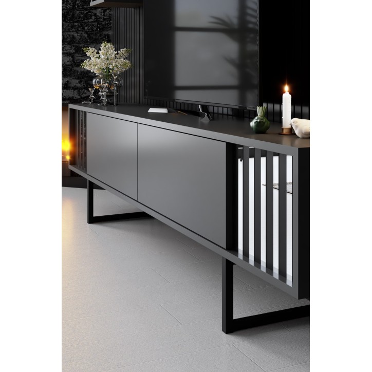 Conjunto de muebles de salón Chrome Line Set antracita negro