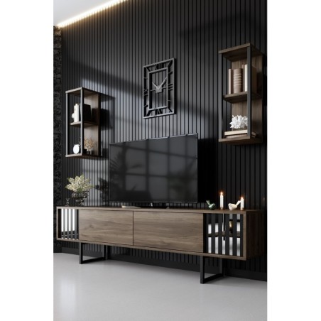 Conjunto de muebles de salón Chrome Line negro nogal