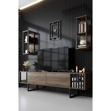 Conjunto de muebles de salón Chrome Line negro nogal - 618BLY1158