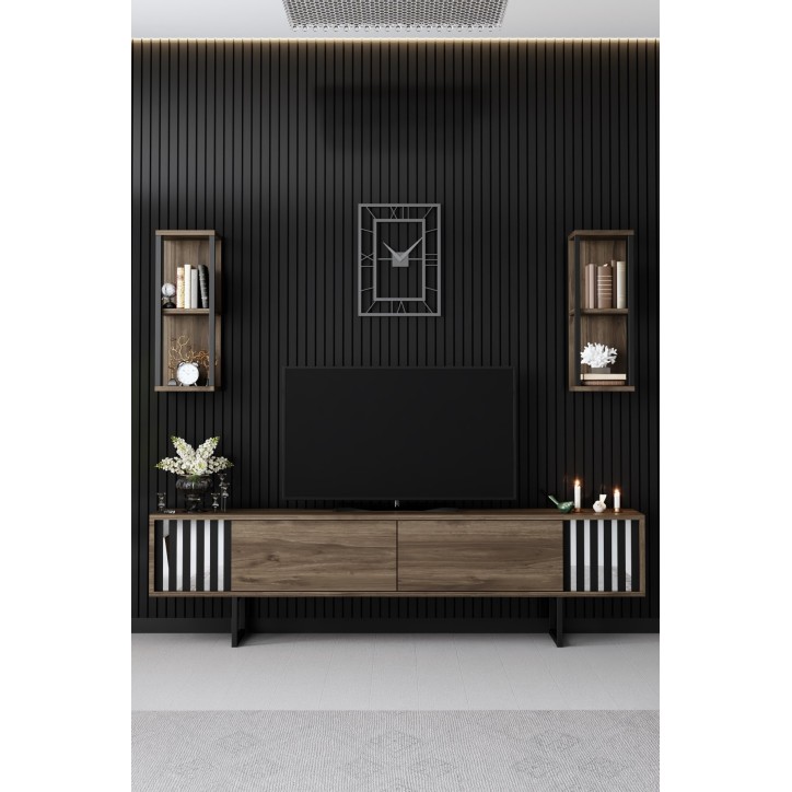 Conjunto de muebles de salón Chrome Line negro nogal