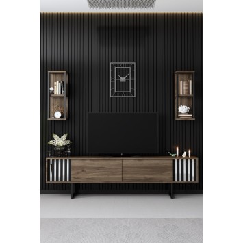 Conjunto de muebles de salón Chrome Line negro nogal - 618BLY1158