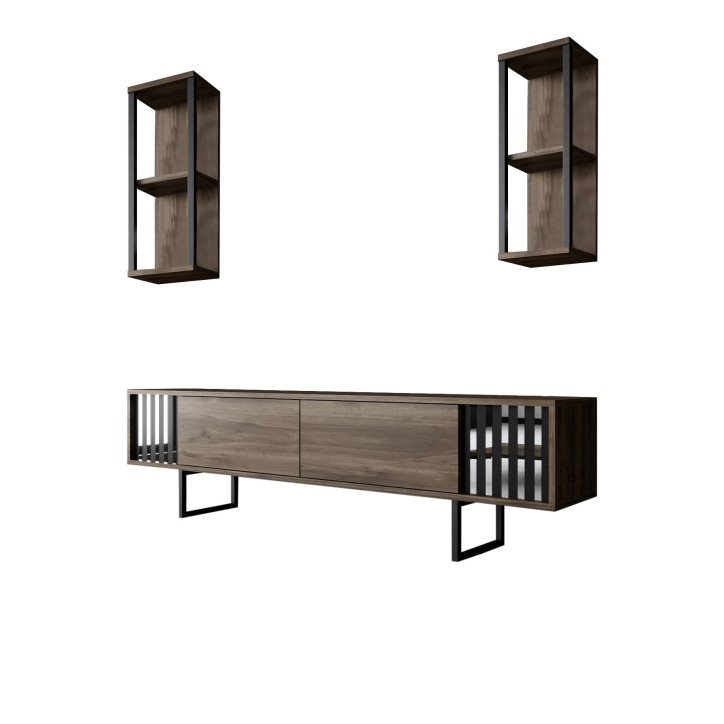 Conjunto de muebles de salón Chrome Line negro nogal